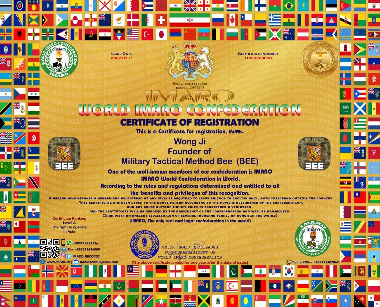 certificate of bee in imaro-confederation