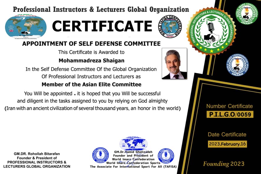 Mohammad reza shaigan Member of the Asian Elite Committee