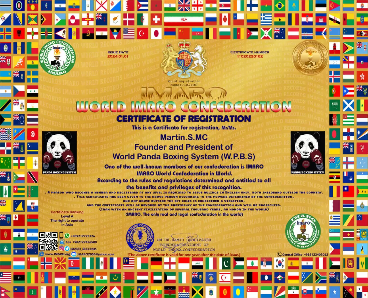 Certs of World Panda Boxing System