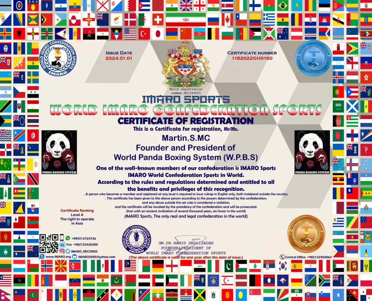 Certs of World Panda Boxing System