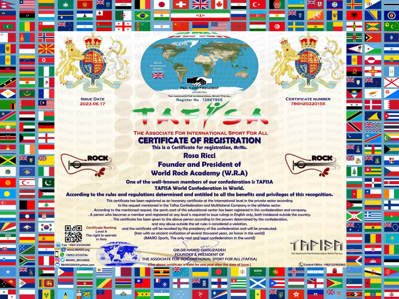 certs of World Rock Academy