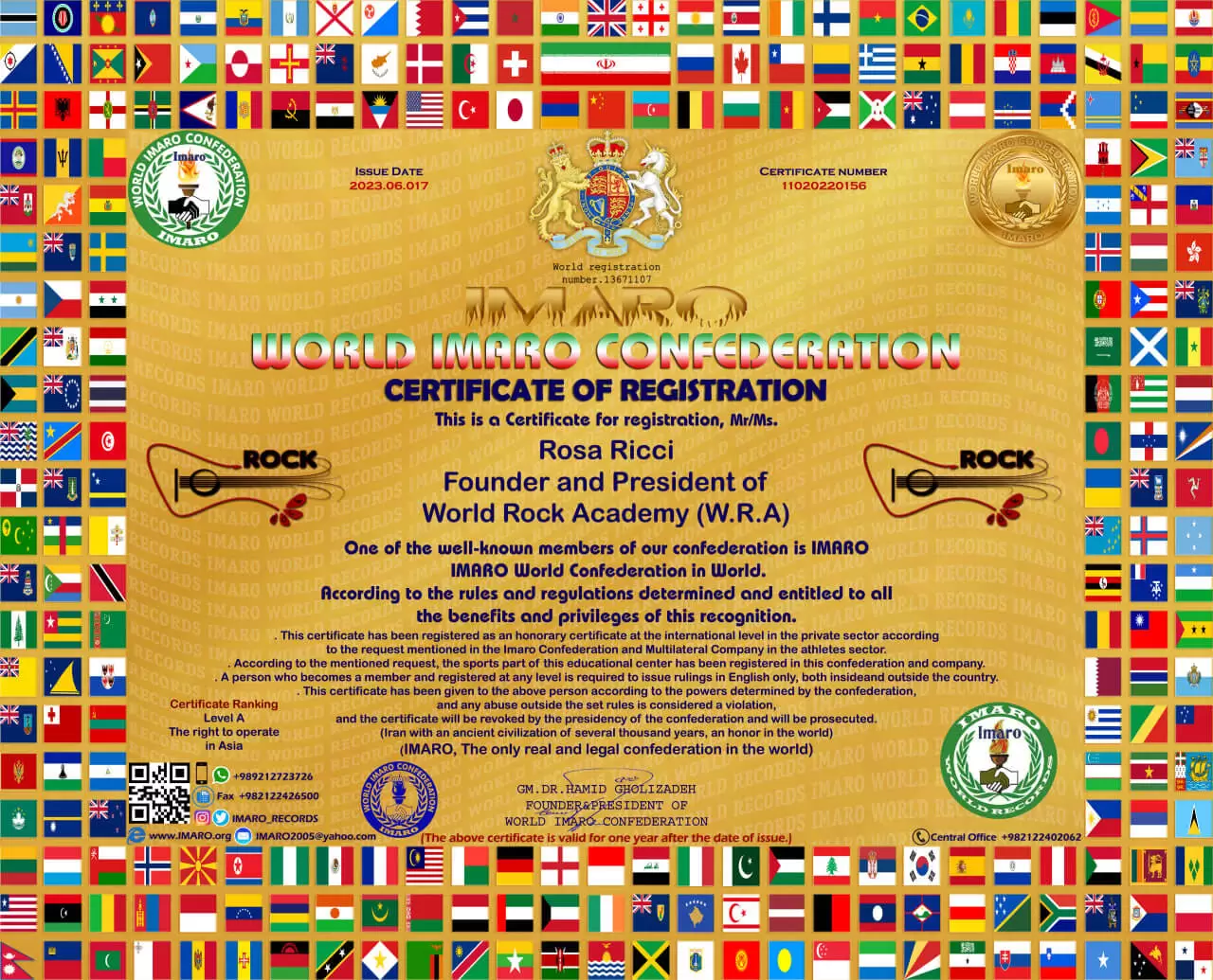 certs of World Rock Academy