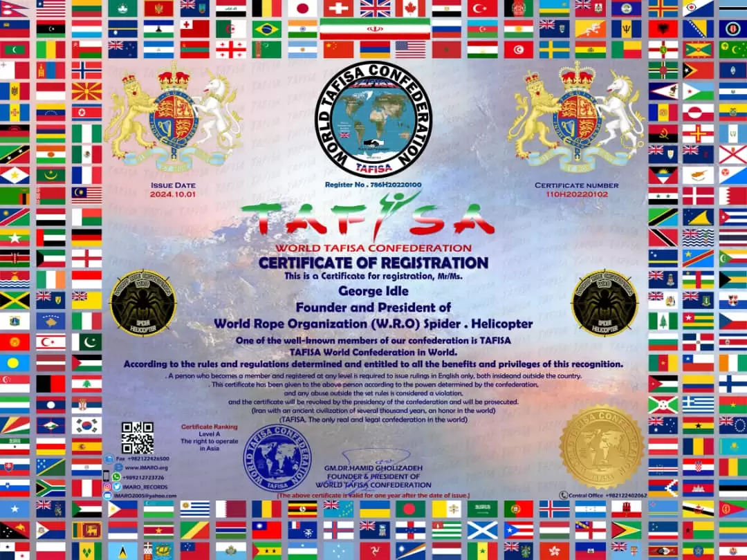 Register Of World Rope Organization (W.R.O) Spider . Helicopter