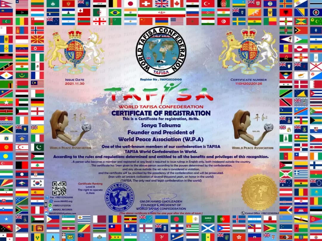 Certs of World Peace Association (W.P.A)