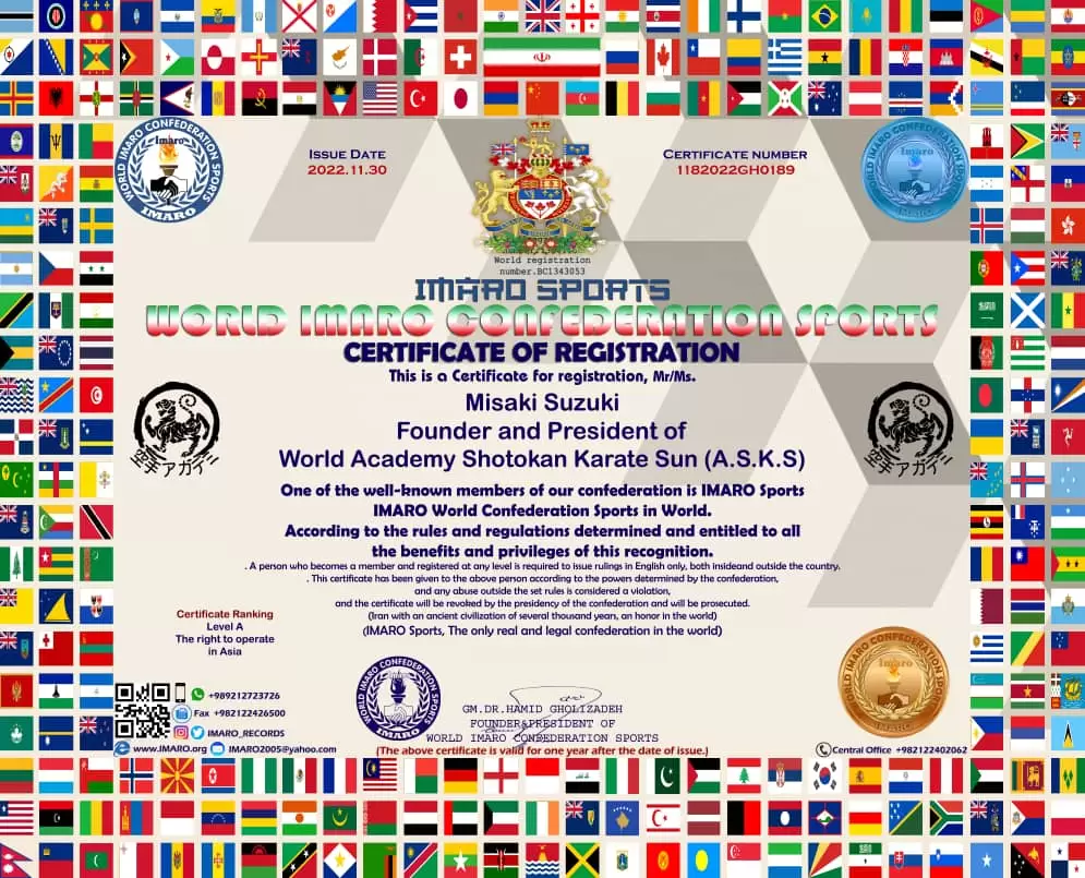 Register of World Academy Shotokan Karate Sun