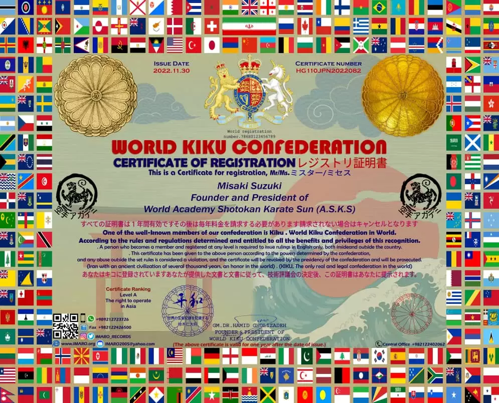 Register of World Academy Shotokan Karate Sun